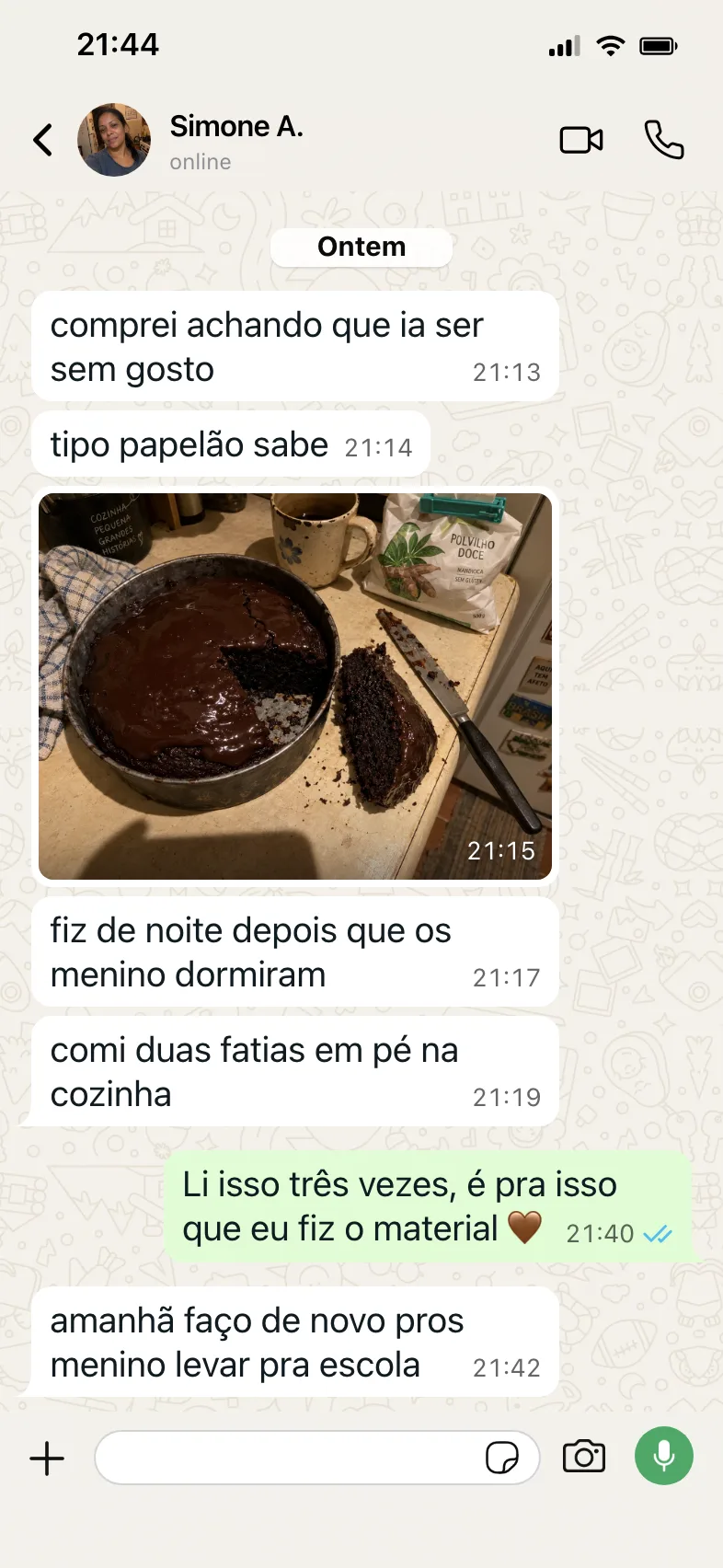 Conversa de WhatsApp com Simone A., de Ribeirão Preto, SP